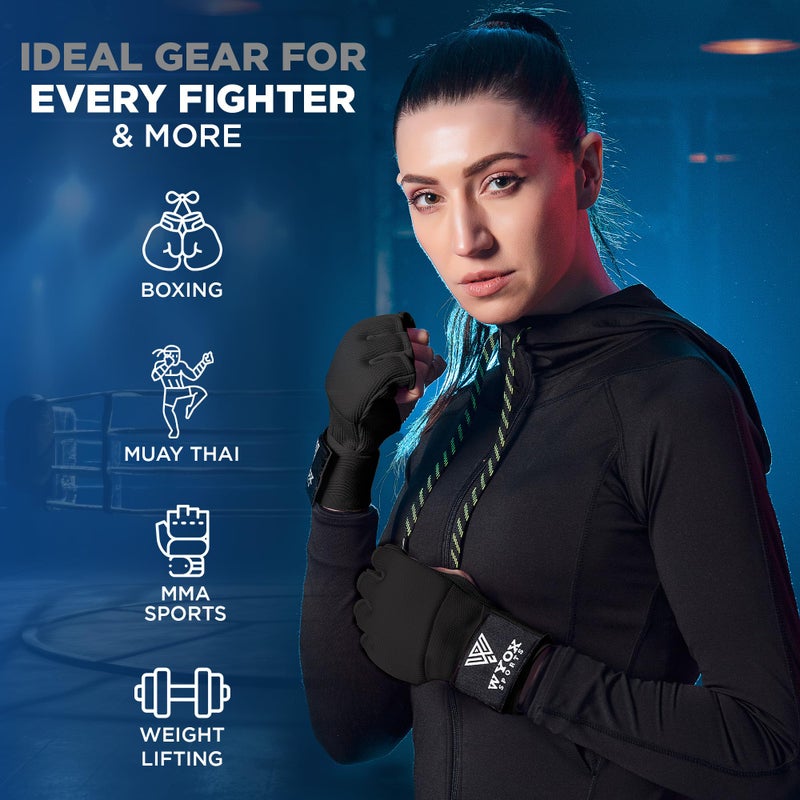 WYOX Gel Boxing Hand Wraps Inner Gloves for Men & Women - 80cm Quick Wrist Strap  Padded Knuckle Support  Fingerless MMA Muay Thai Kickboxing Wraps for Training  Punching & Martial Arts - Image 4